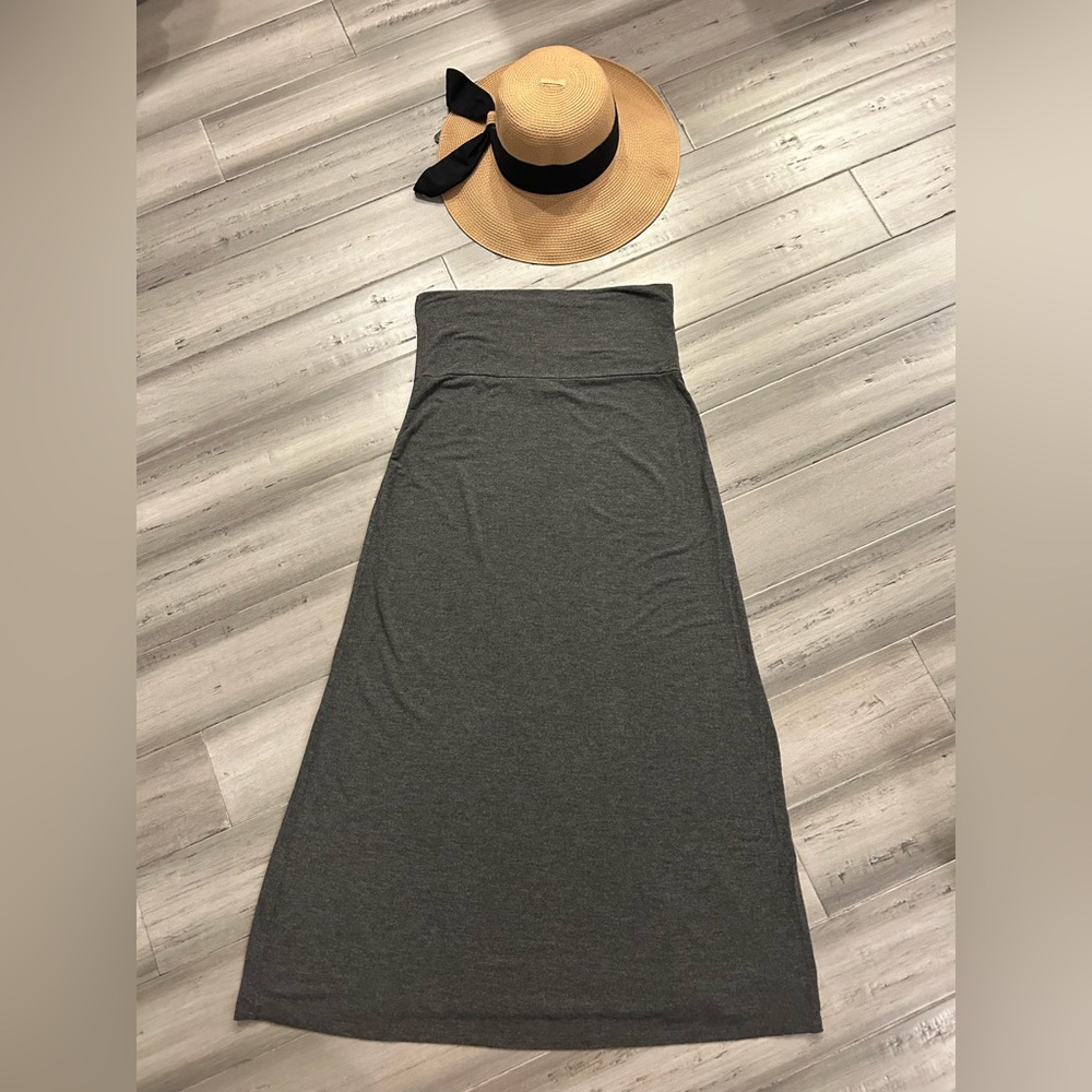Double Take Maxi Stretchy Skirt, Size M, Gray
